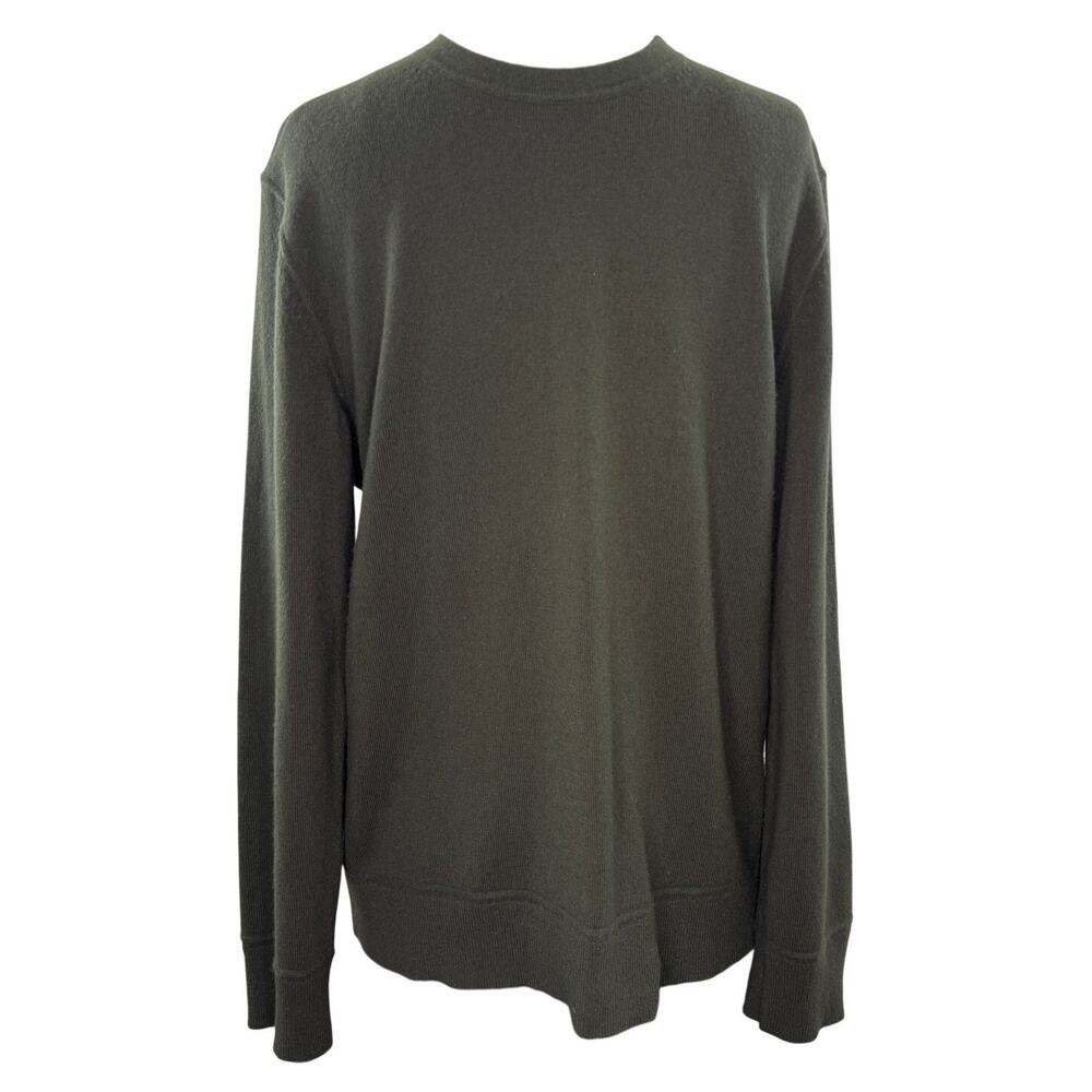 THEORY Olive Green Mens Sweater Cashmere Crew Drop Shoulder Pullover Sz M Medium